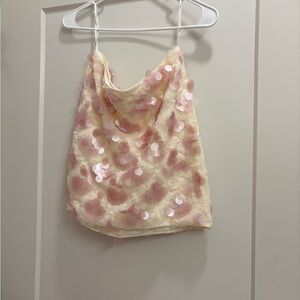 Cream and Pink Sequin skirt